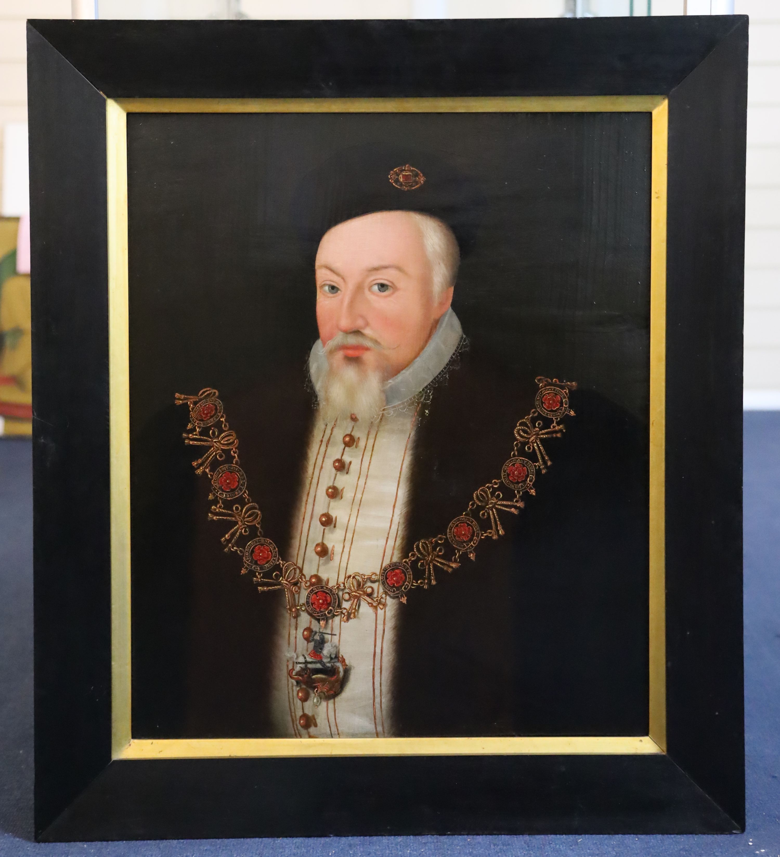 Follower of Sir William Segar Portrait of Robert Dudley, Earl of Leicester 22.5 x 18.5in.